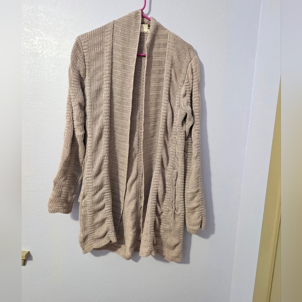 Helmut Lang 100%Linen Taupe Open-Front Cardigan - Picture 4 of 14